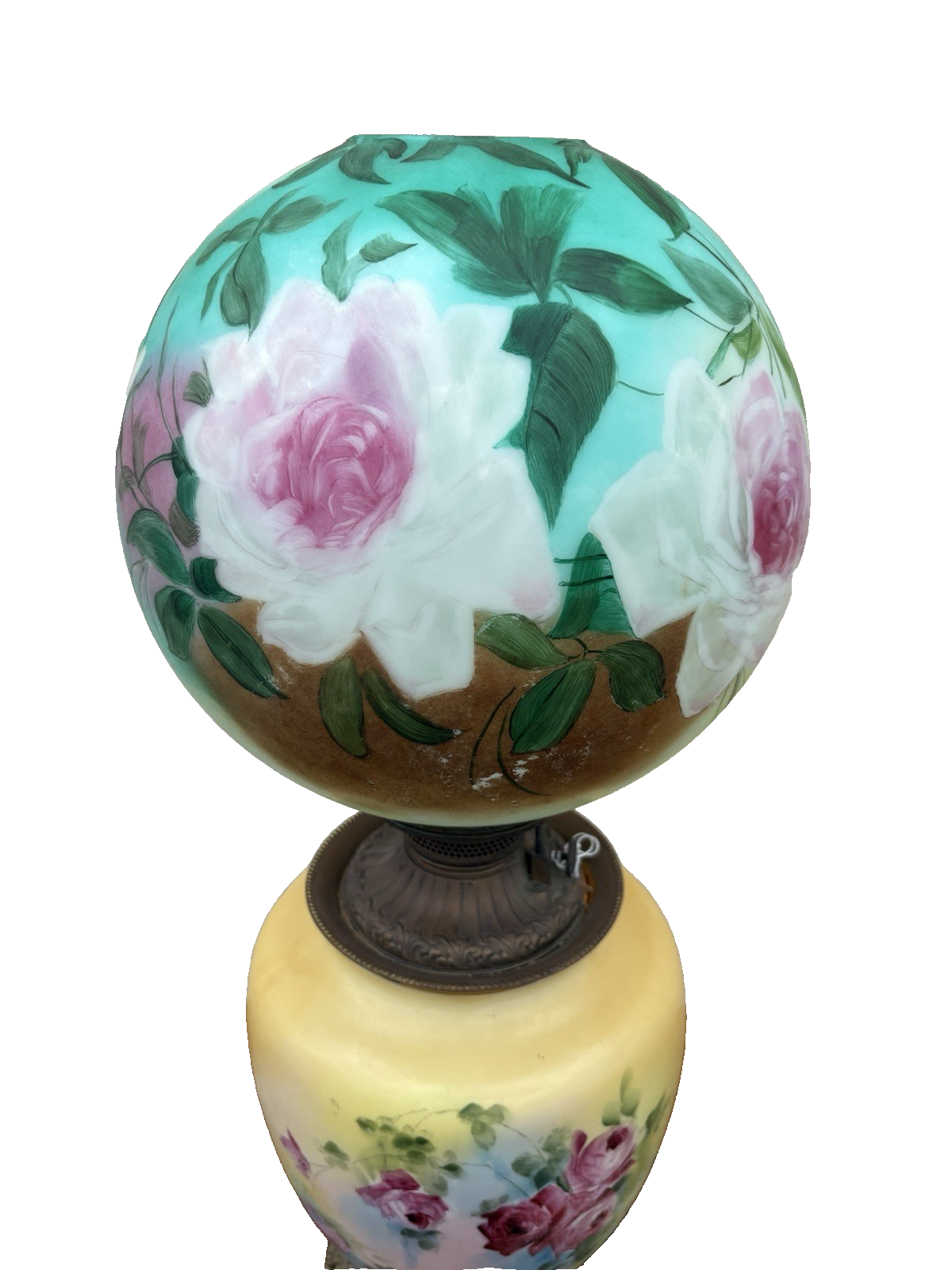 66593    Antique Victorian Gone With The Wind Electrified Oil Lamp