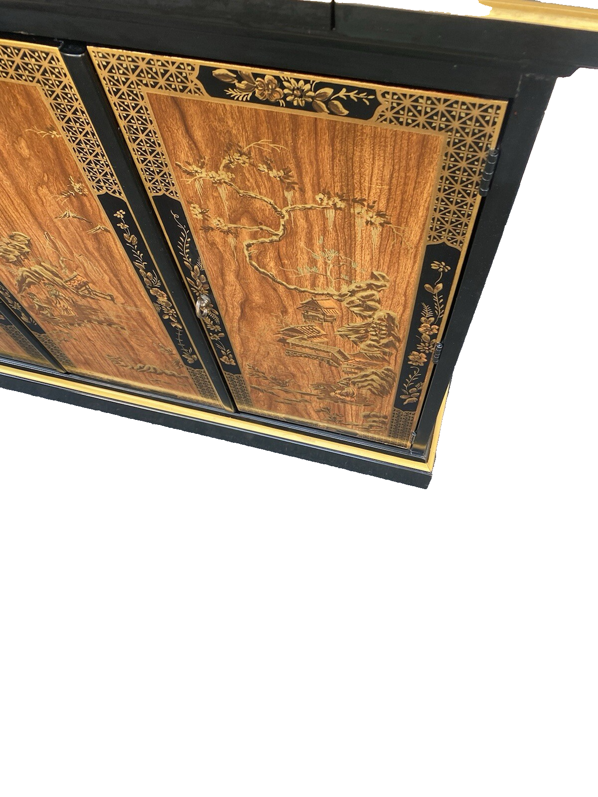 65857  DREXEL Oriental Bar Cart Server Sideboard with Flip top