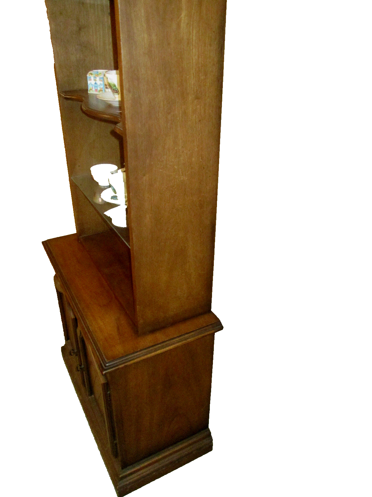 46502: MAHOGANY CURIO CABINET WITH BOOKCASE TOP