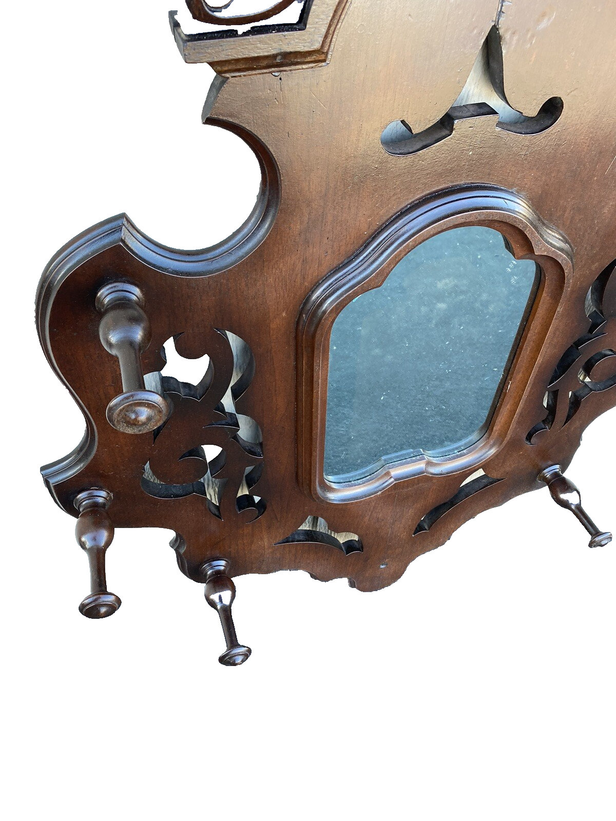 66249 Antique Walnut Victorian Wall Mirror Hat Rack Coattree