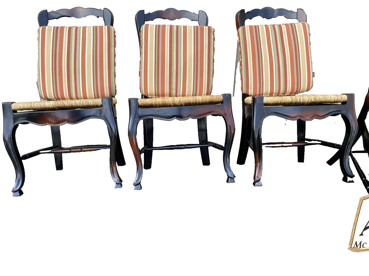 65624 Set of 4 Ebony Rush Seat Dining Chairs Chair s