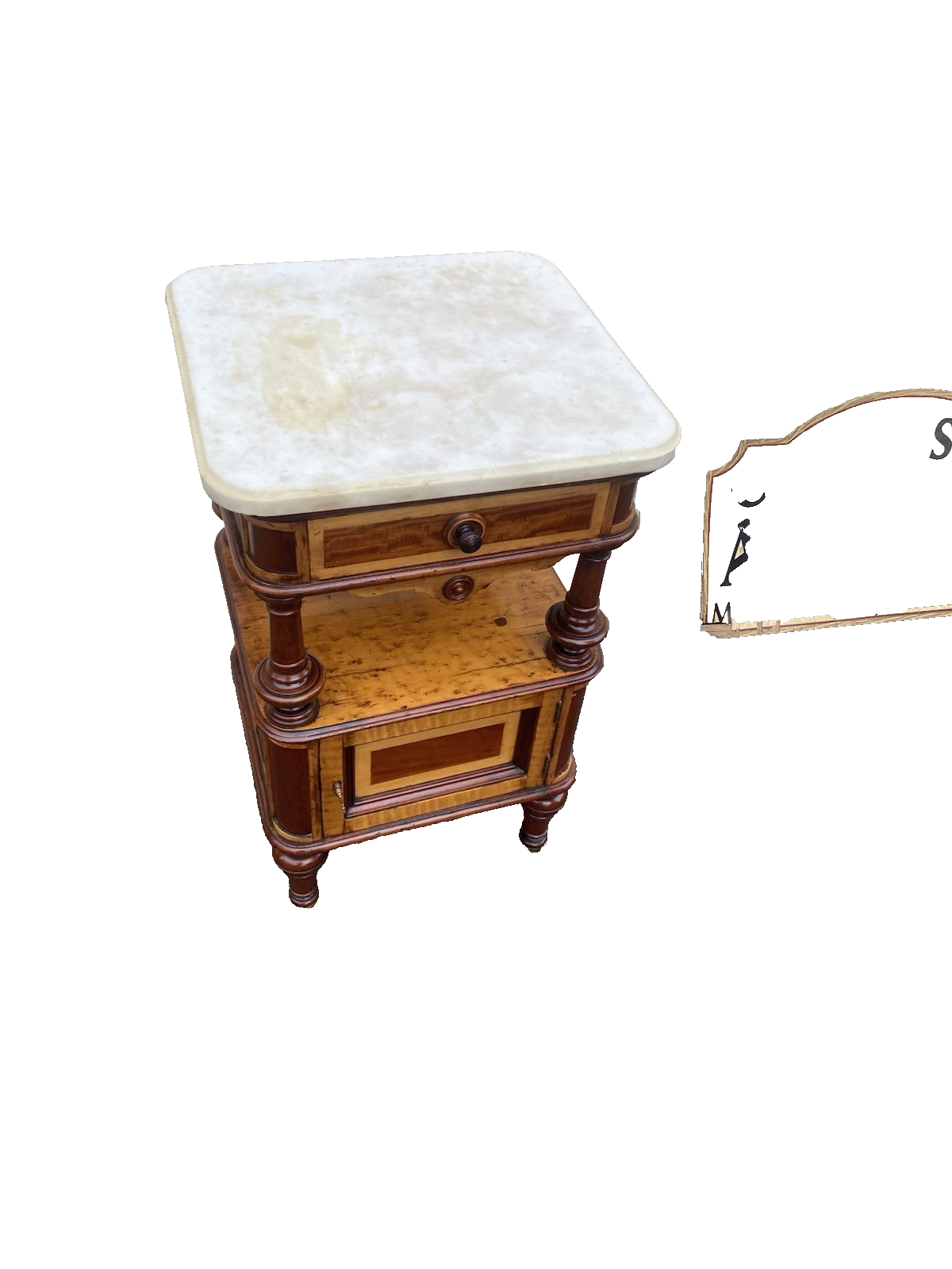 66433   Marble Top Nightstand End Table Stand