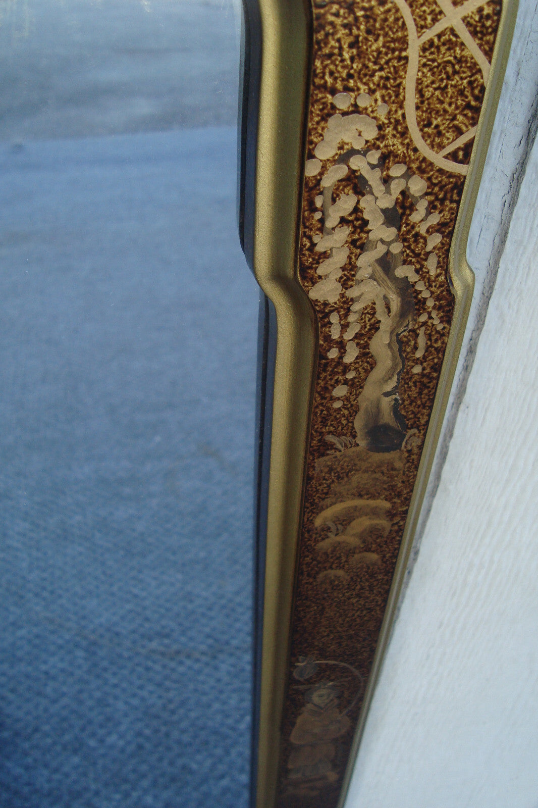 61891  Tall Oriental Decorator Wood Mirror