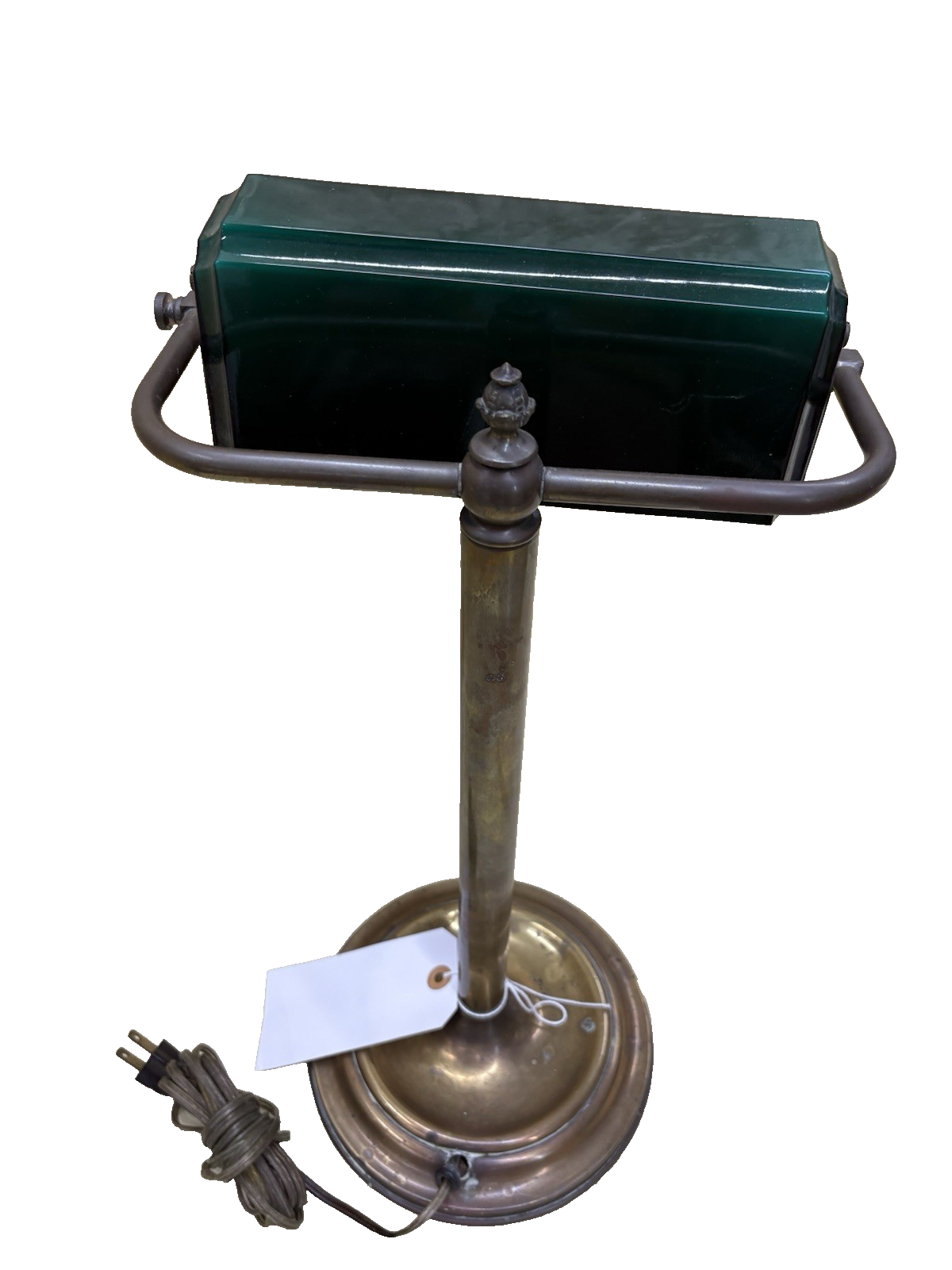 65625 Antique Brass Desk Lamp Light Emerald Shade