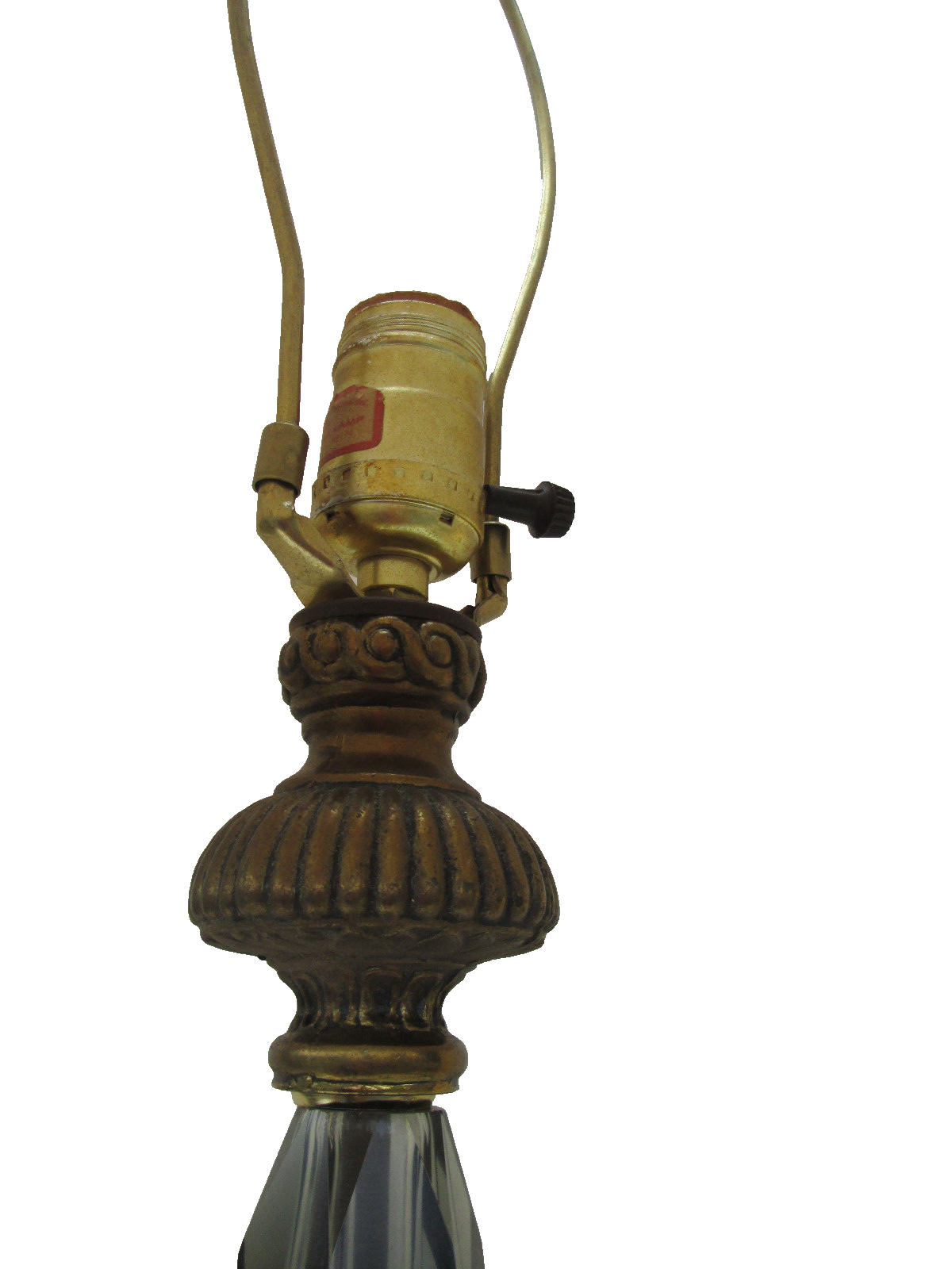 61657  Vintage Mid Century Modern Glass and Metal Table Lamp