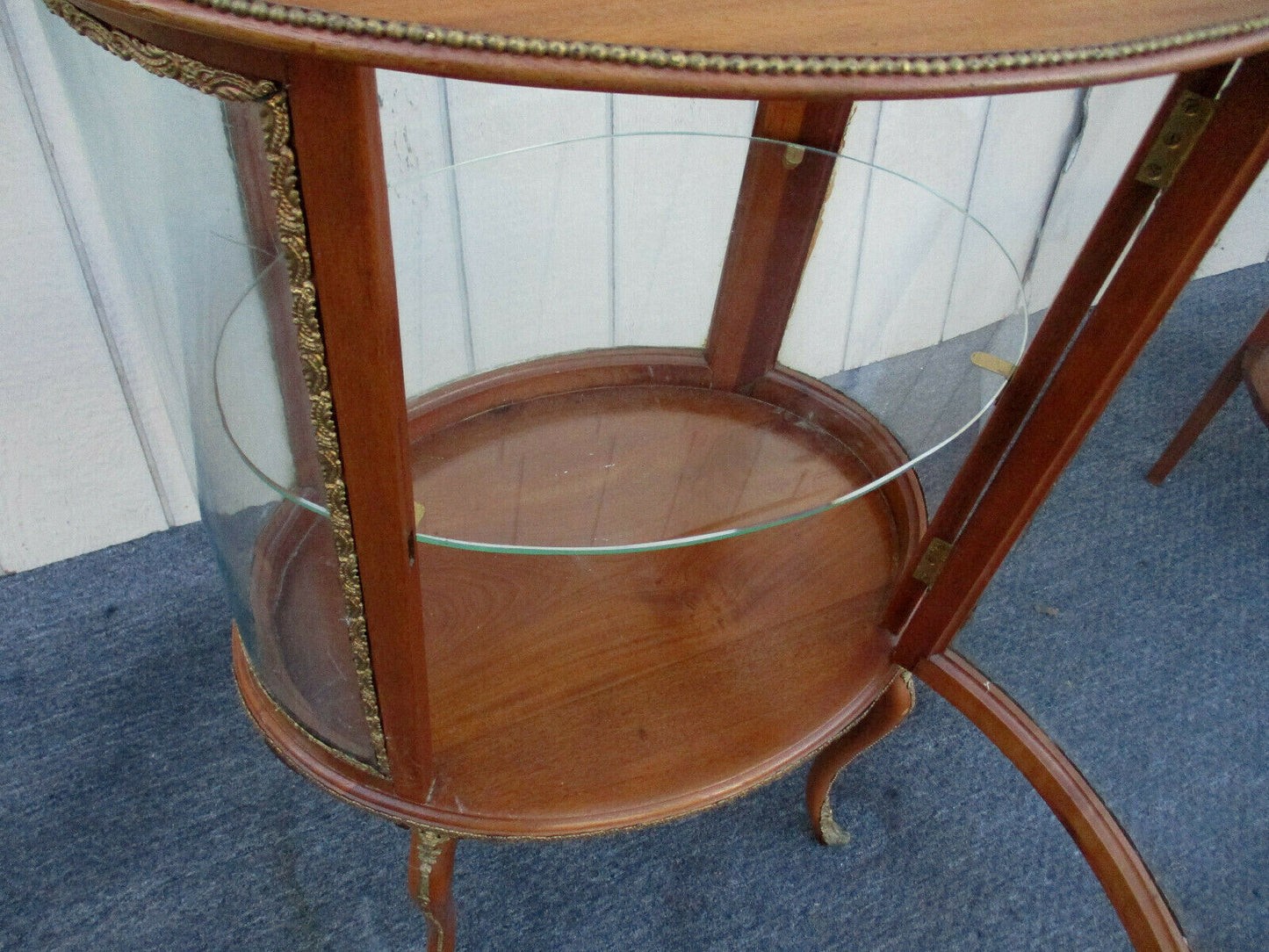 62883   Antique Bow Glass Curio Cabinet  Louis XV