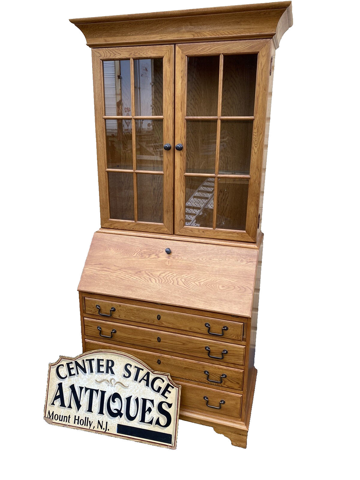 65784  Solid Oak Secretary  Desk RICHARDSON Furniture   with Bookcase Top