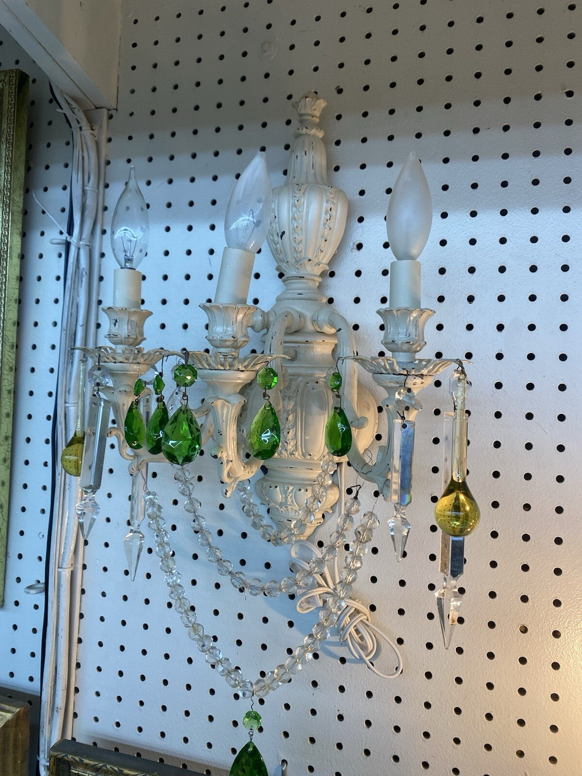 65885 Pair Decorator Wall Sconces Lights w/ Prisms