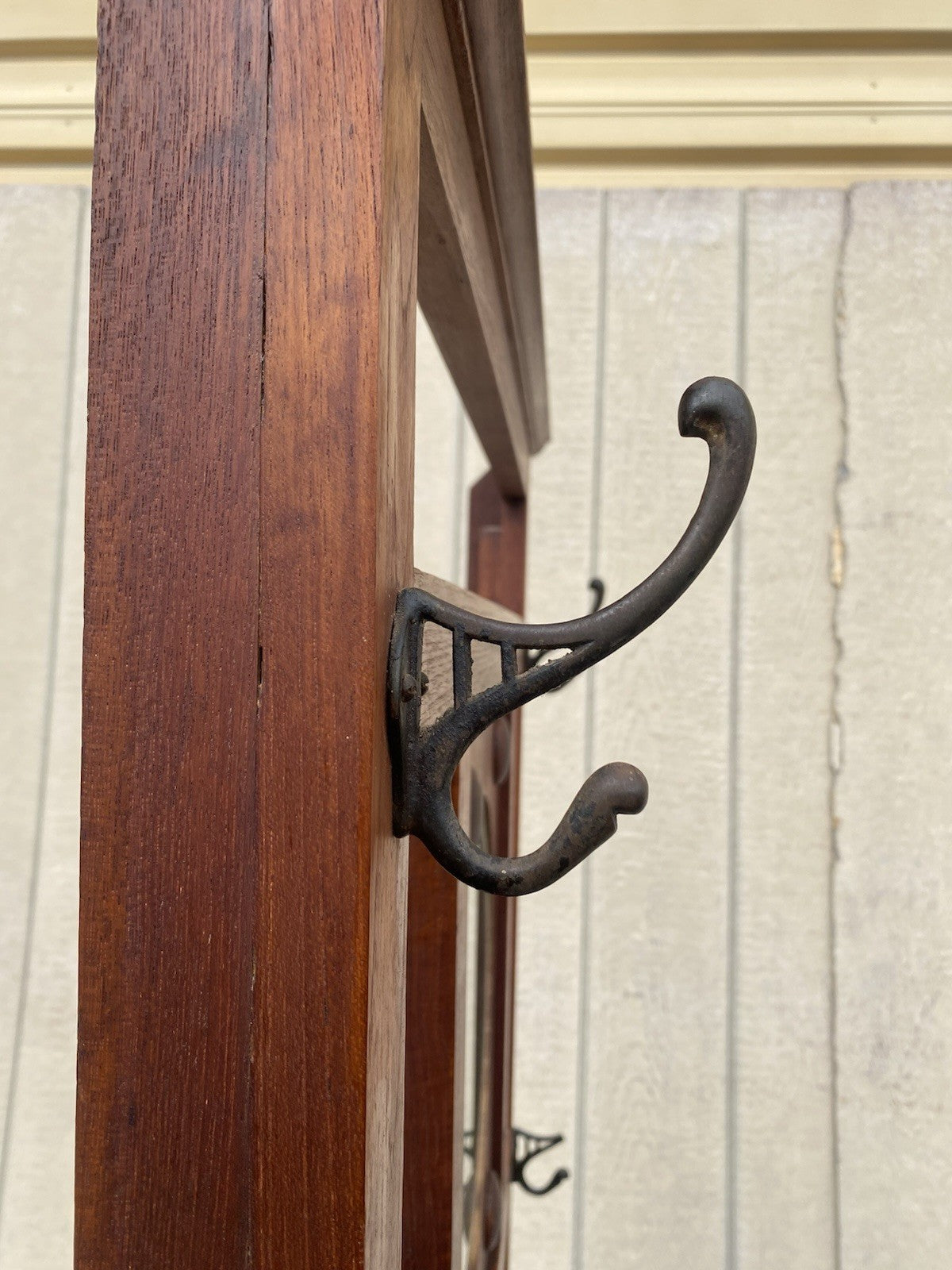 66600 Antique Victorian Hat Rack Hallseat w/ Mirror + Umbrella Stand