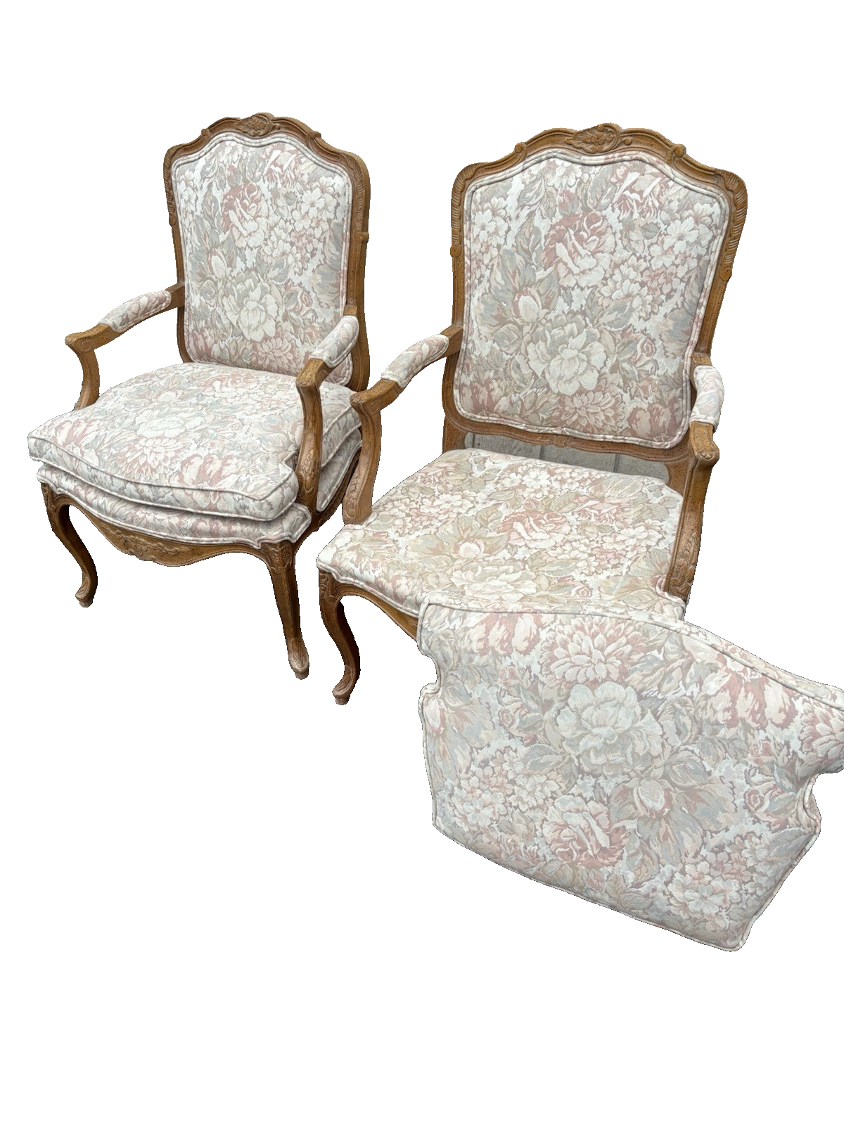 66838 Pair Louis XV Bergere Armchair Chair s