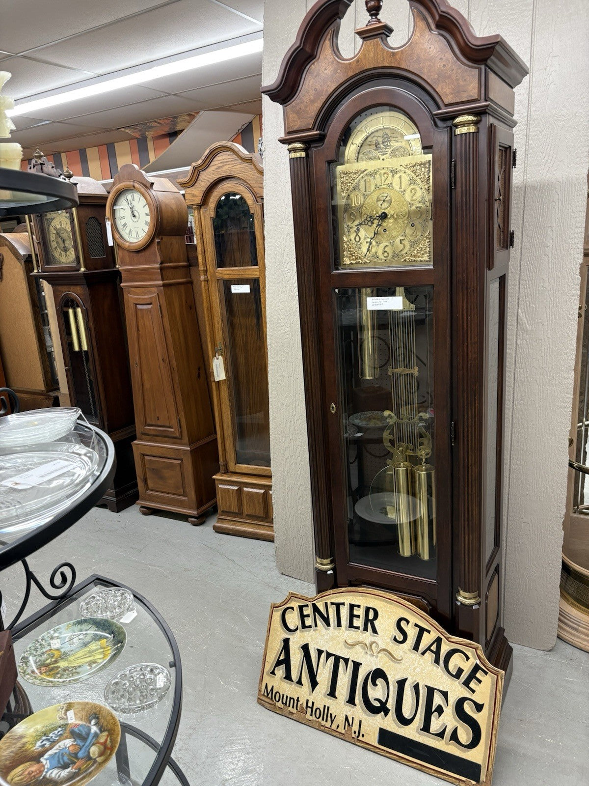 66053 RIDGEWAY Grandfather Clock Professionally Serviced Good Working Condition