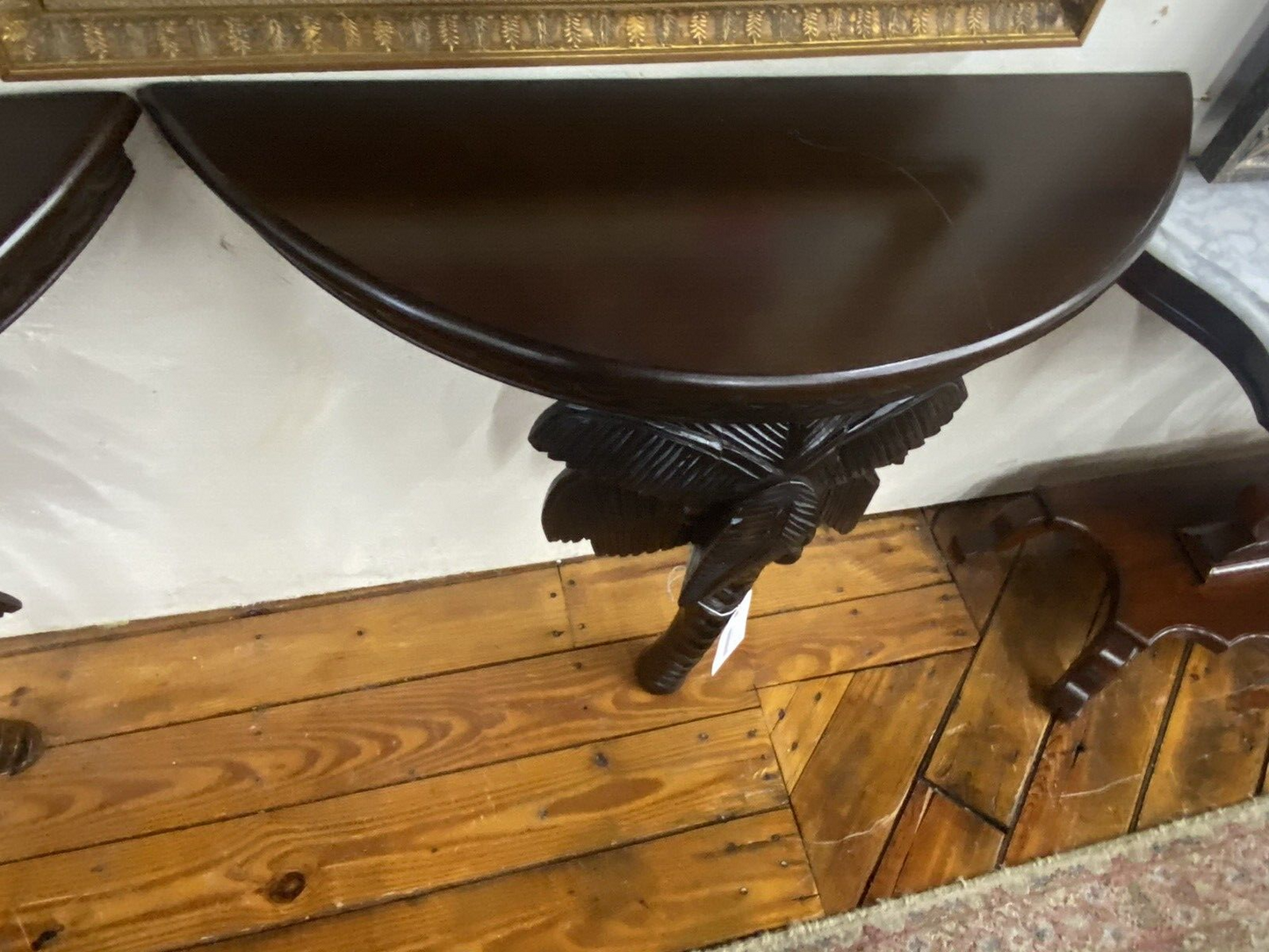 65312 Pair Mahogany Palm Tree Wall Table Stand s