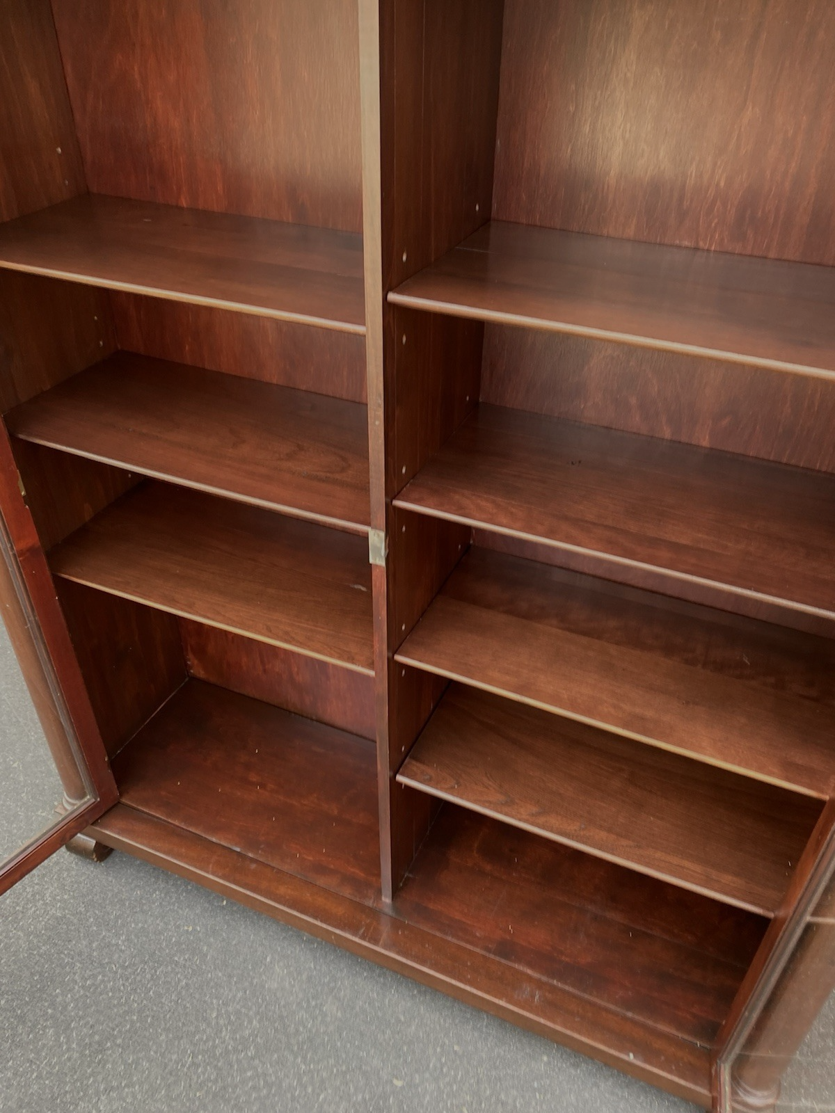 66584  Antique Empire Mahogany Bookcase Curio Cabinet