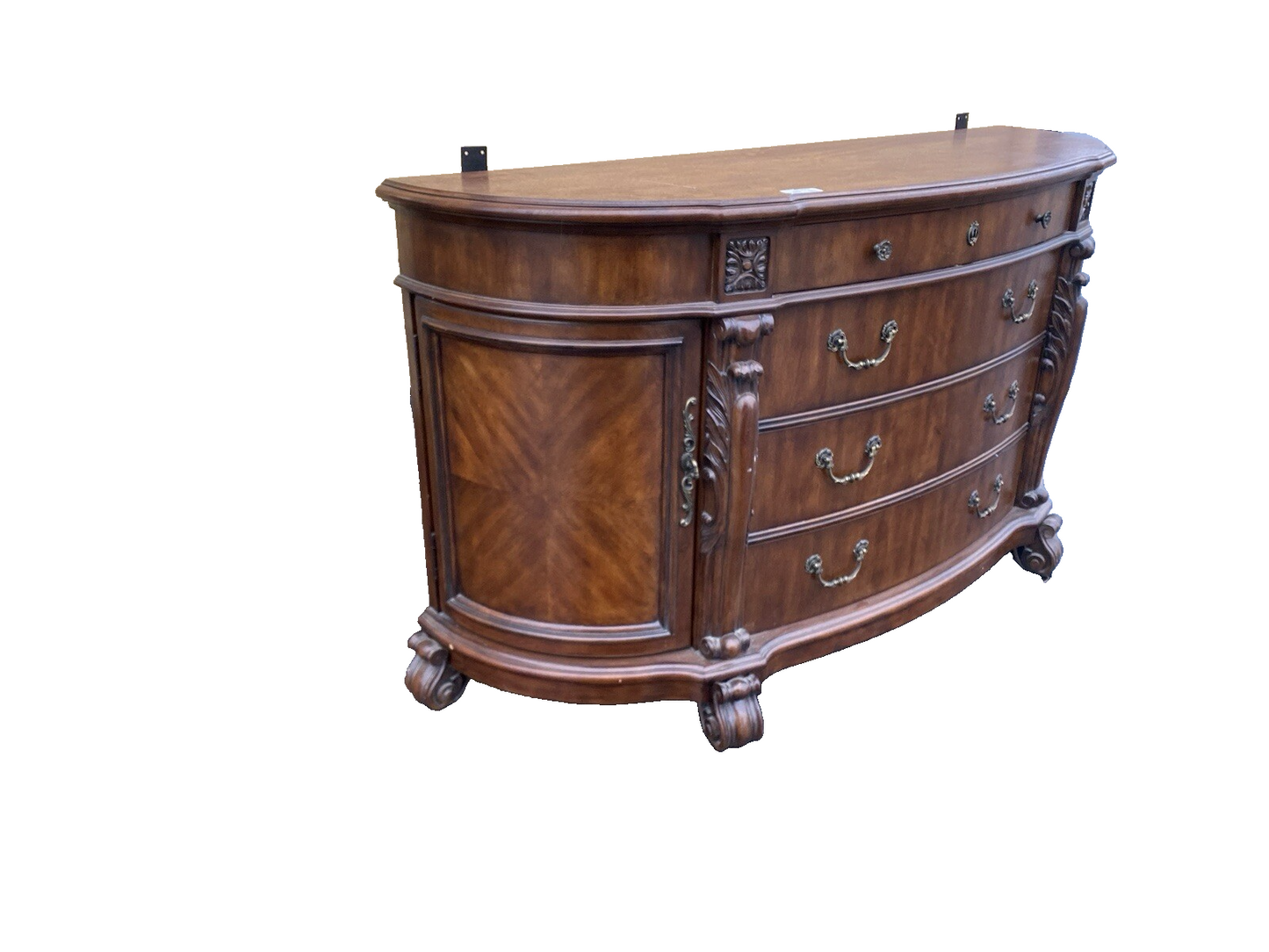 66397  Large Bow Glass PULASKI 2 Piece Curio Cabinet