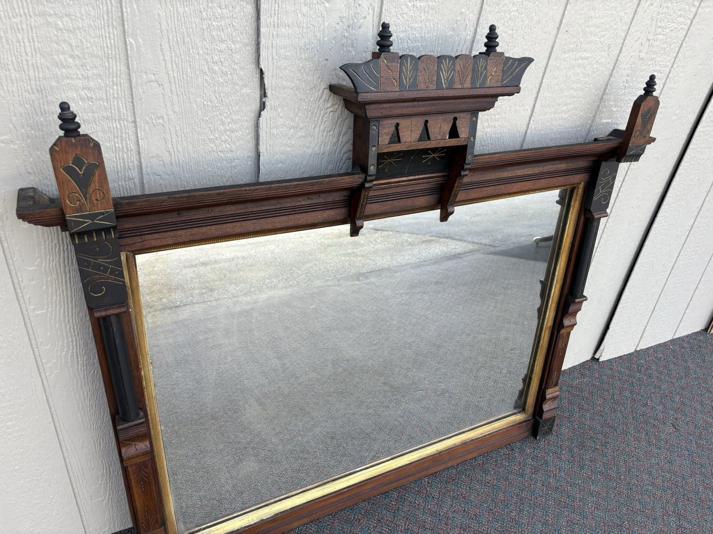 66967 Antique Victorian Walnut Mirror