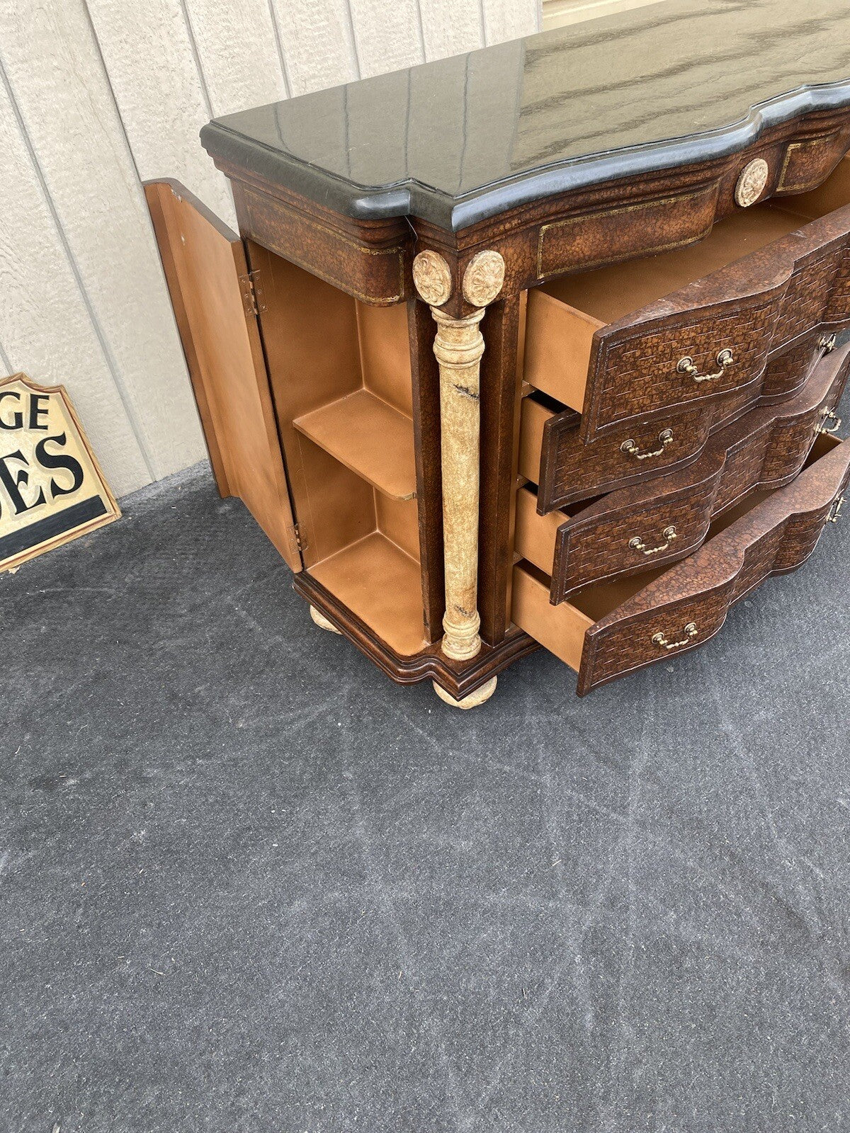 64591 Marble Top Server Chest Sides Open