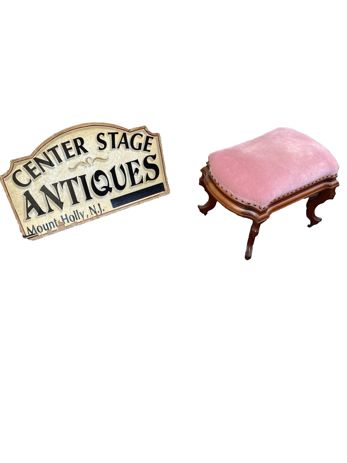 67004   Antique Victorian Walnut Footstool Ottoman Stool