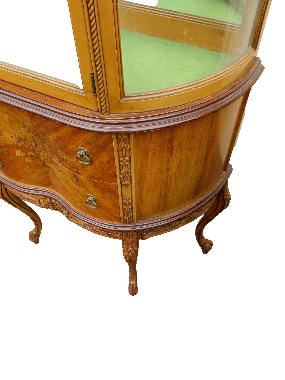 63337 Inlaid Bow Glass Curio China Cabinet