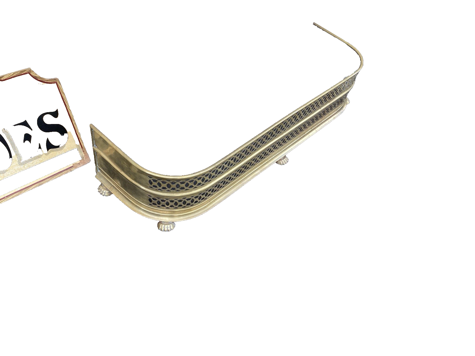 66654   Antique Brass Fireplace Fender Fancy Feet