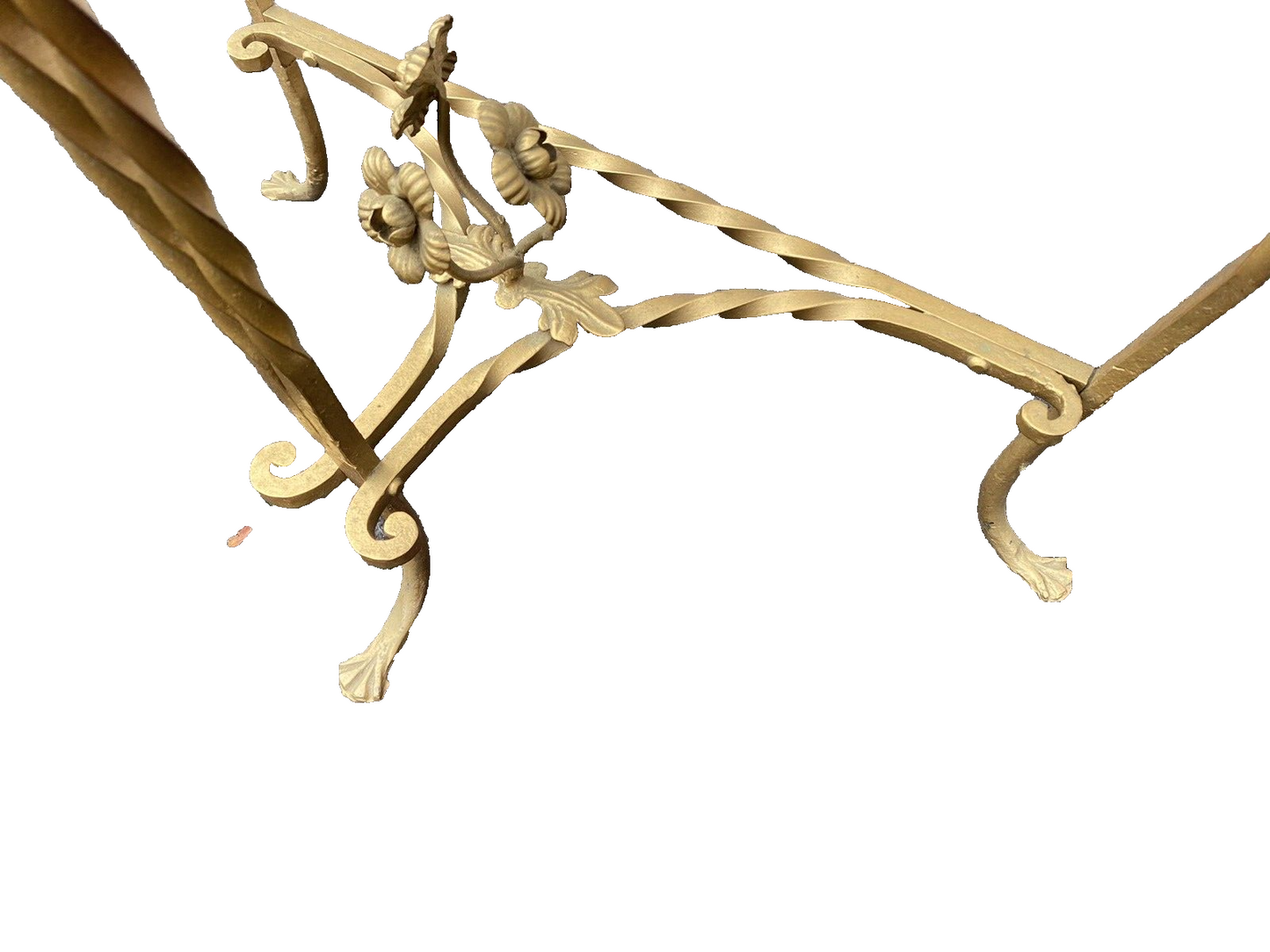 65634    Marble Top Decorator Iron Demilune Console Table Stand