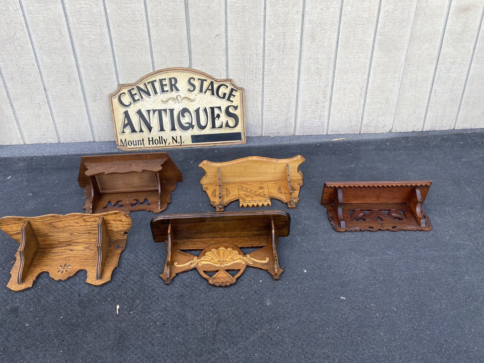 66003 Antique Victorian Mantle Clock Wall Shelf Curio Shelf