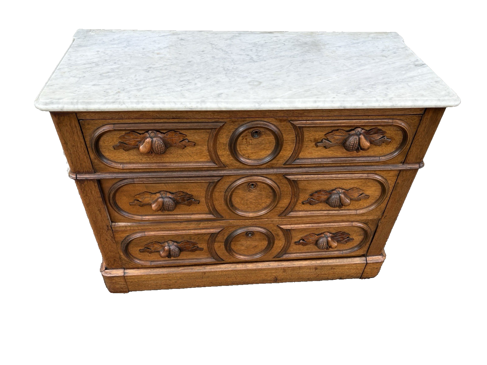 66668    RARE  Antique Victorian Oak Marble Top Dresser with Mirror