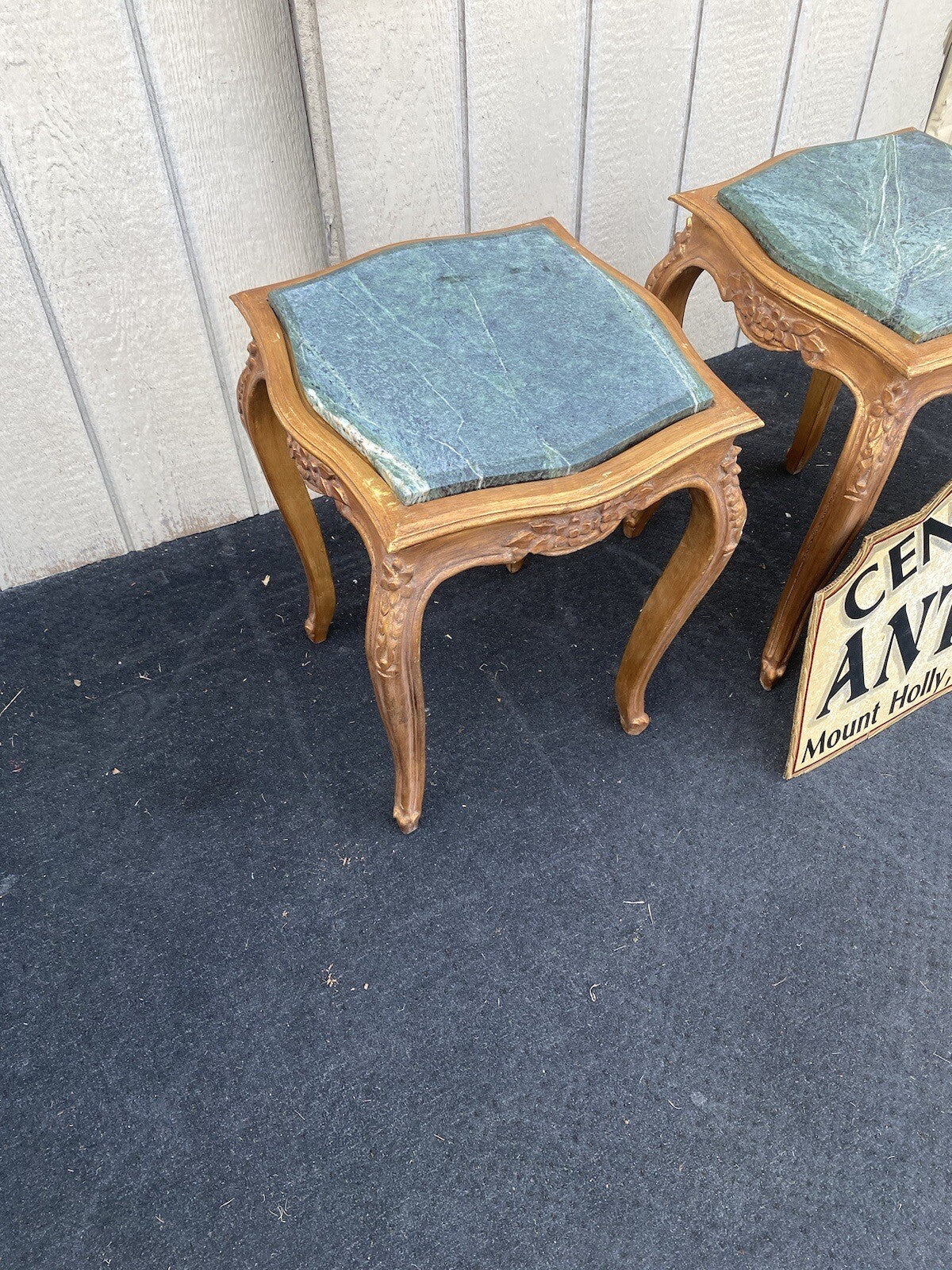 64825 Pair Marble Top Lamp Table Stand s