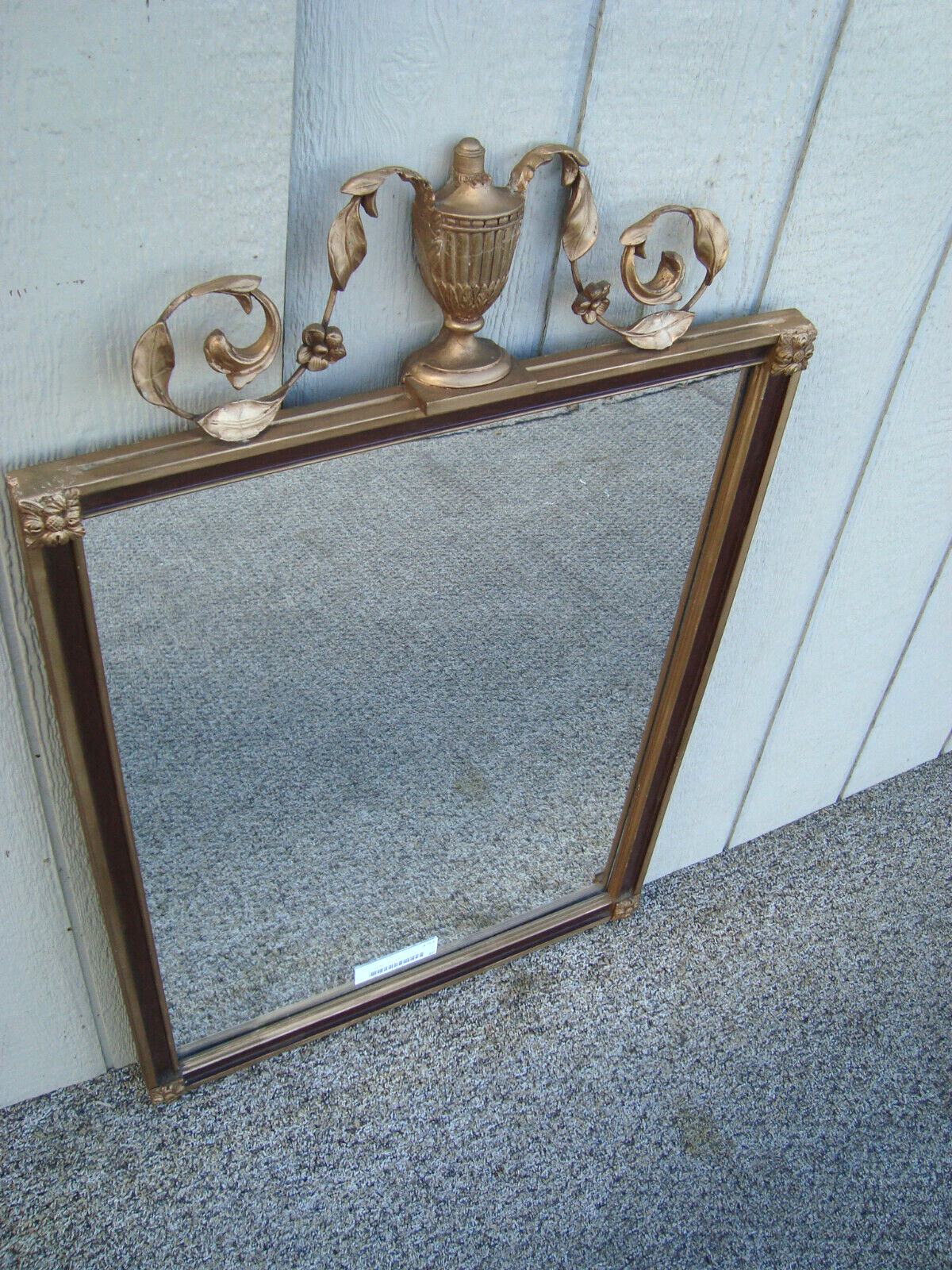 53167 Antique Wood and Gesso Urn Mirror