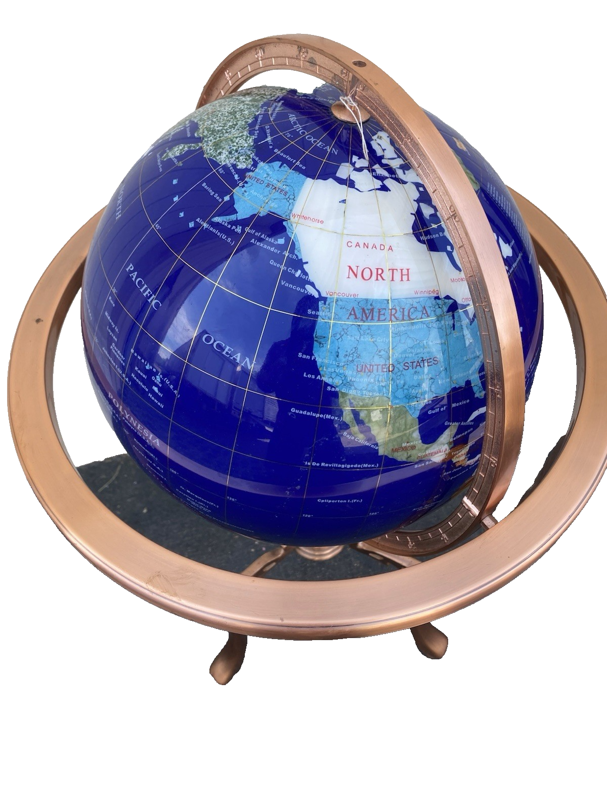 66617 World Revolving Globe on Copper Stand