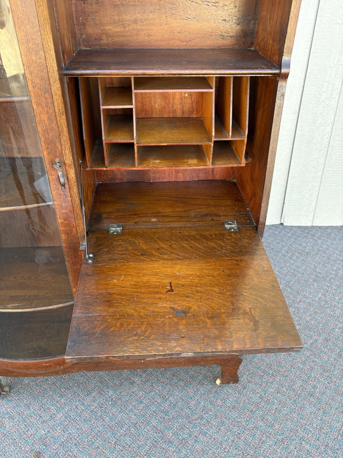 66770 Antique Victorian Oak Side by Side Desk with Bookcase