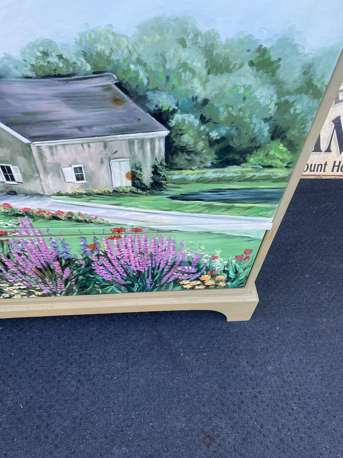 65085 Hand Painted Artist Signed Blanket Storage Chest w/ Drawer