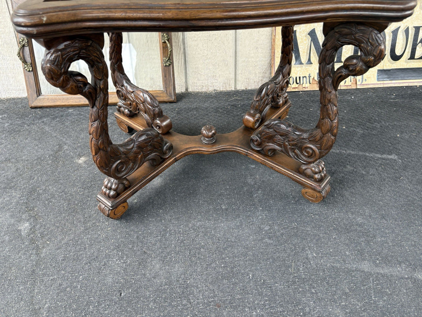 66801    RARE Custom made  Antique Figural CHERUB Tray Top Coffee Table Stand