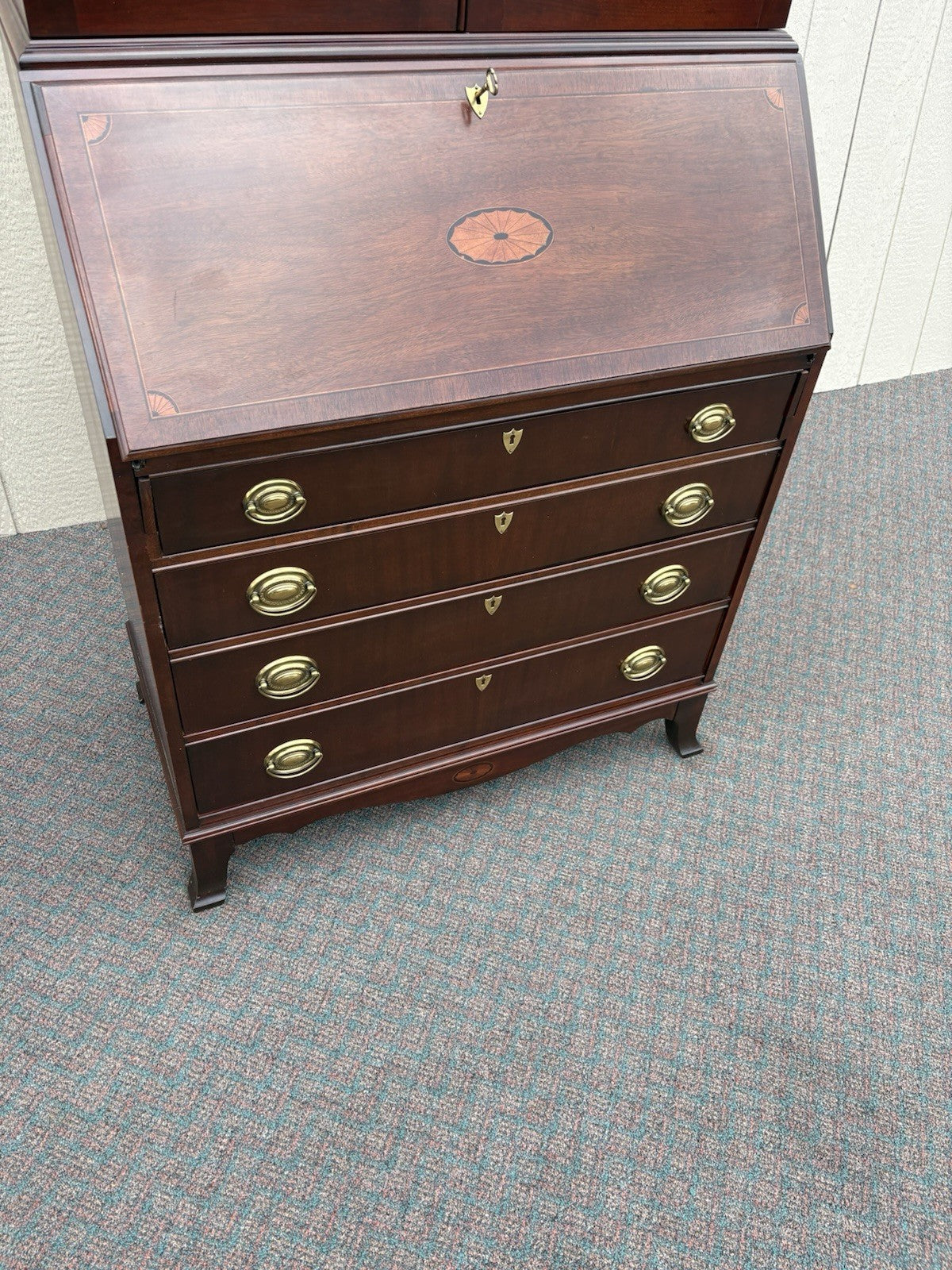 67138 JASPER Furniture Inlaid Secretary Desk w/ Bookcase Top