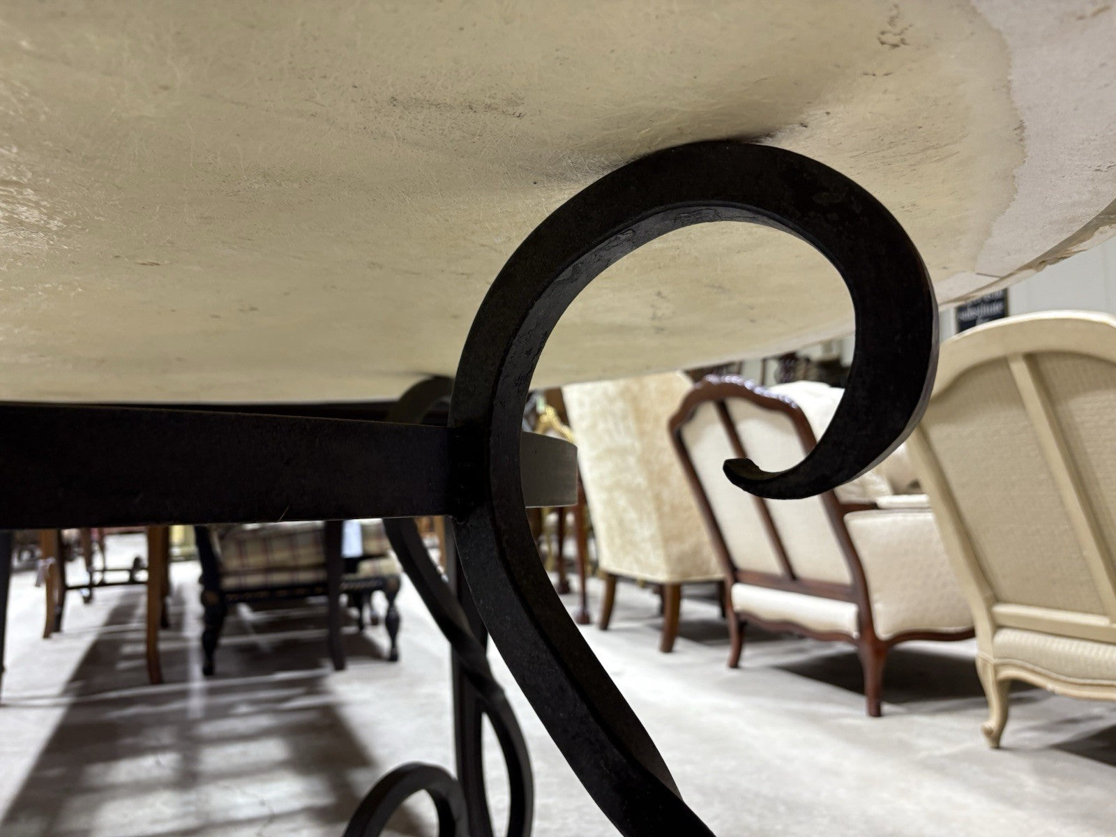 65190   Quality Decorator Cement Top Iron  Table  Dining Kitchen Table