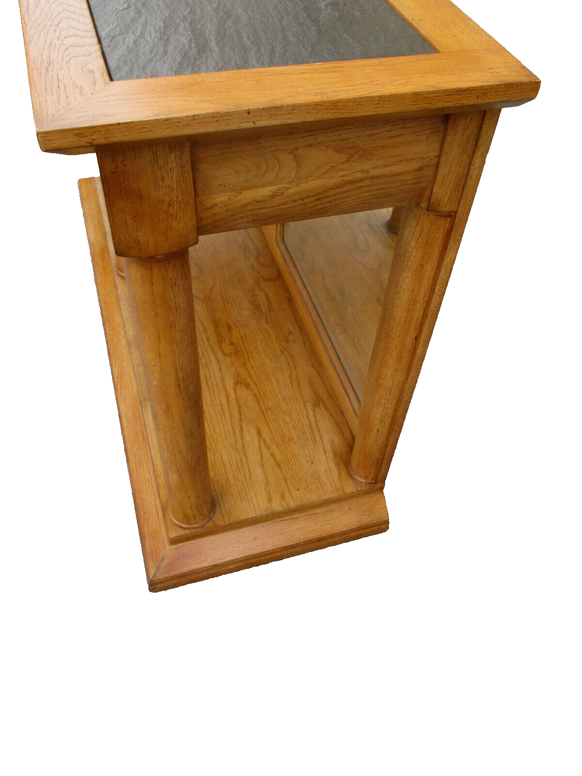 59337 Oak Console Hall Table with Slate Inserts