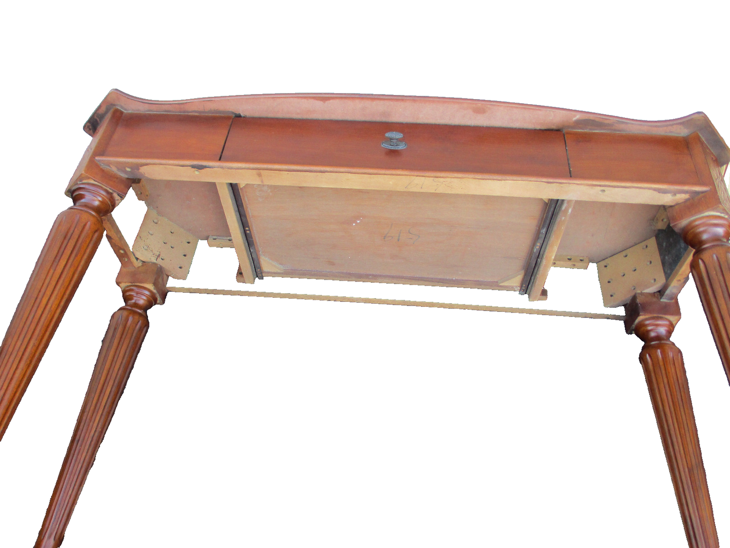 63917   Banded Mahogany Console Hall Table Stand