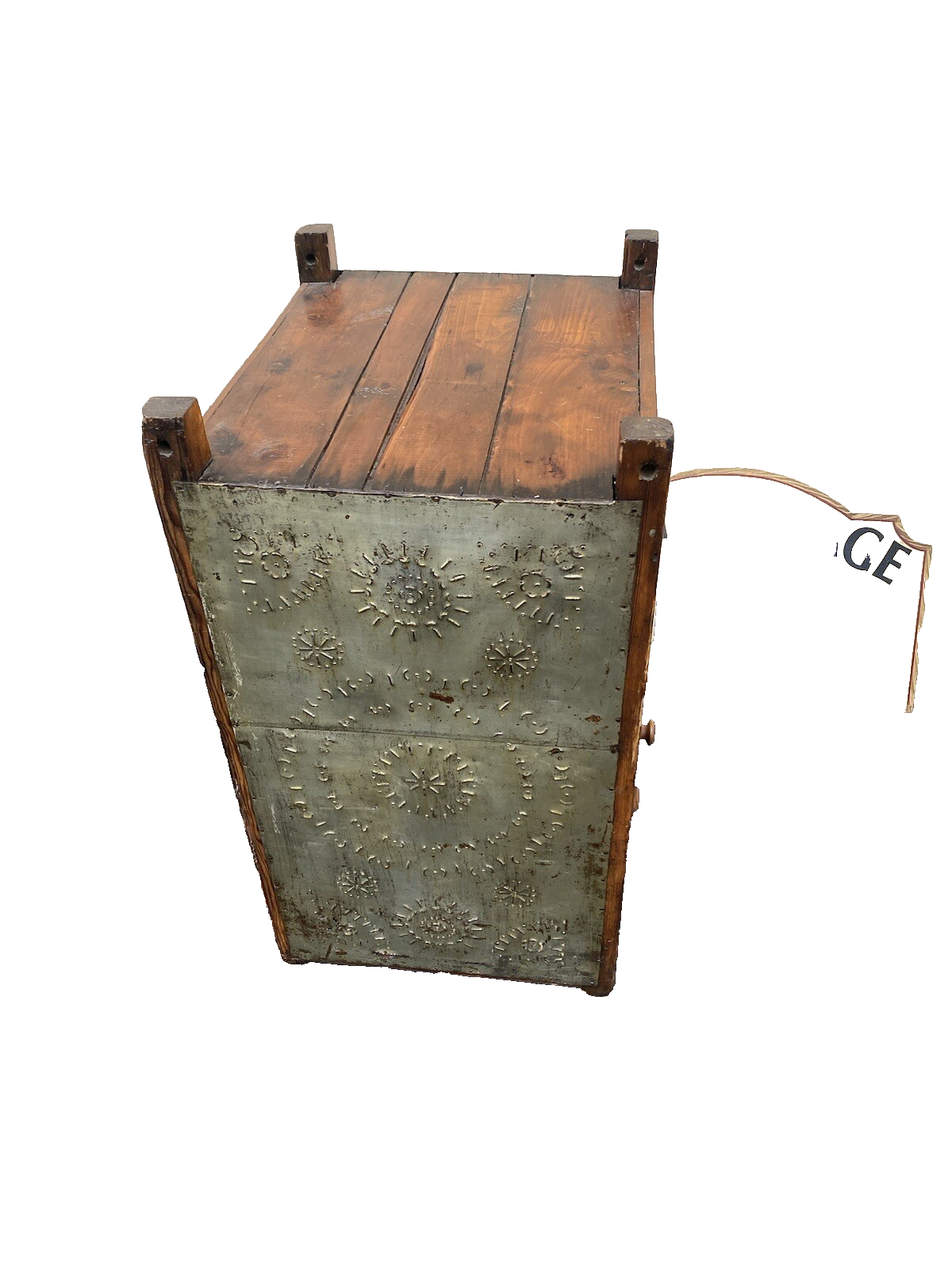 64589 Antique Pie Safe Punched Tin Horse Design