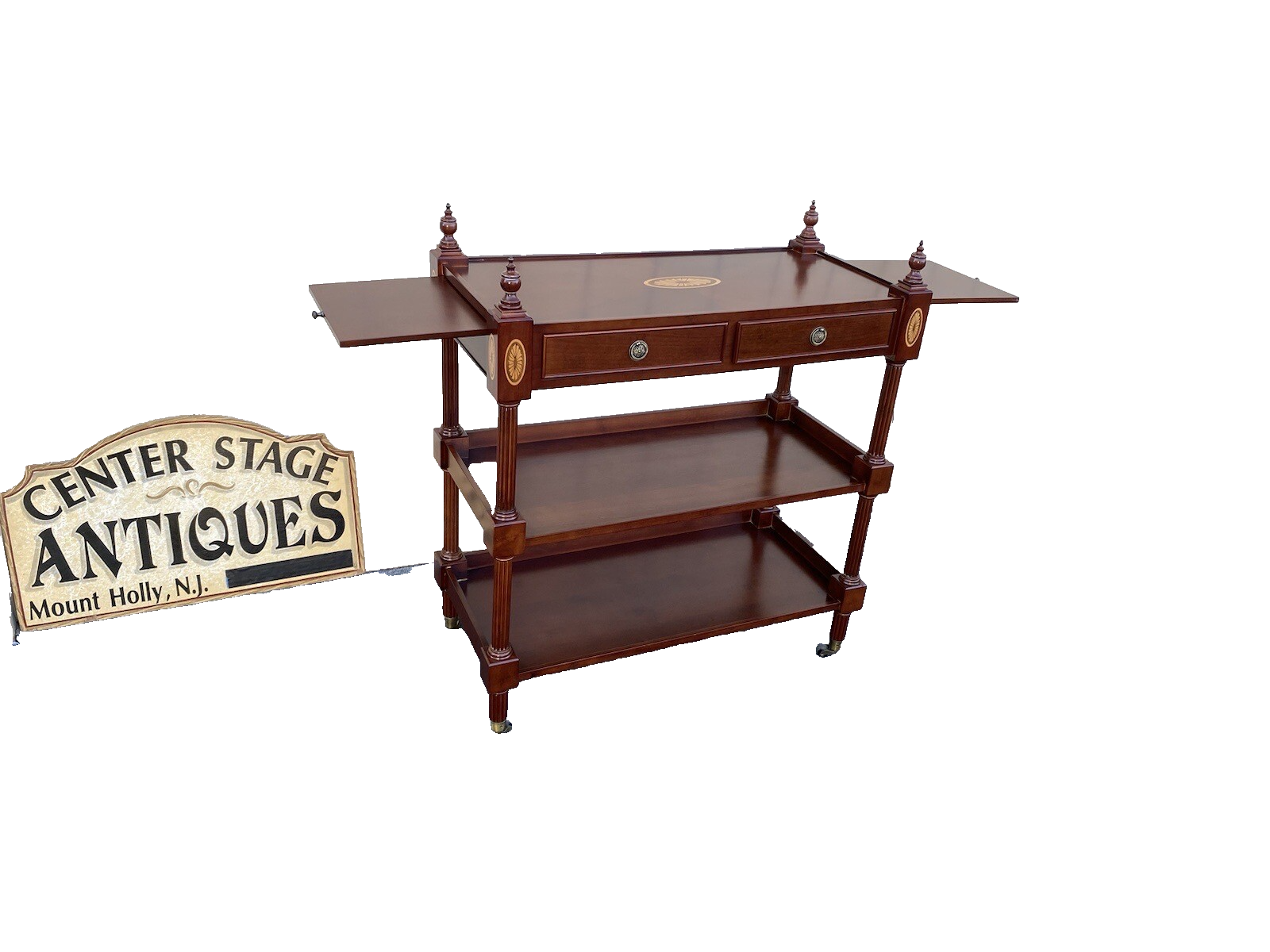 64899   Inlaid BOMBAY Mahogany Sideboard Server Cabinet