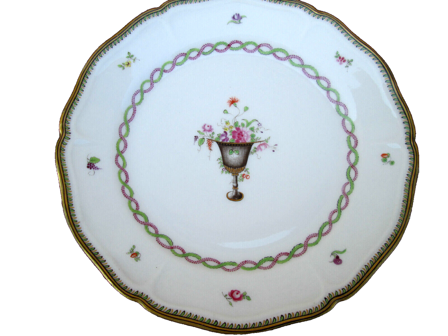 COL 01 MWW:  SET OF 11 ANTIQUE PORCELAIN URN & FLOWERS 8" PLATES