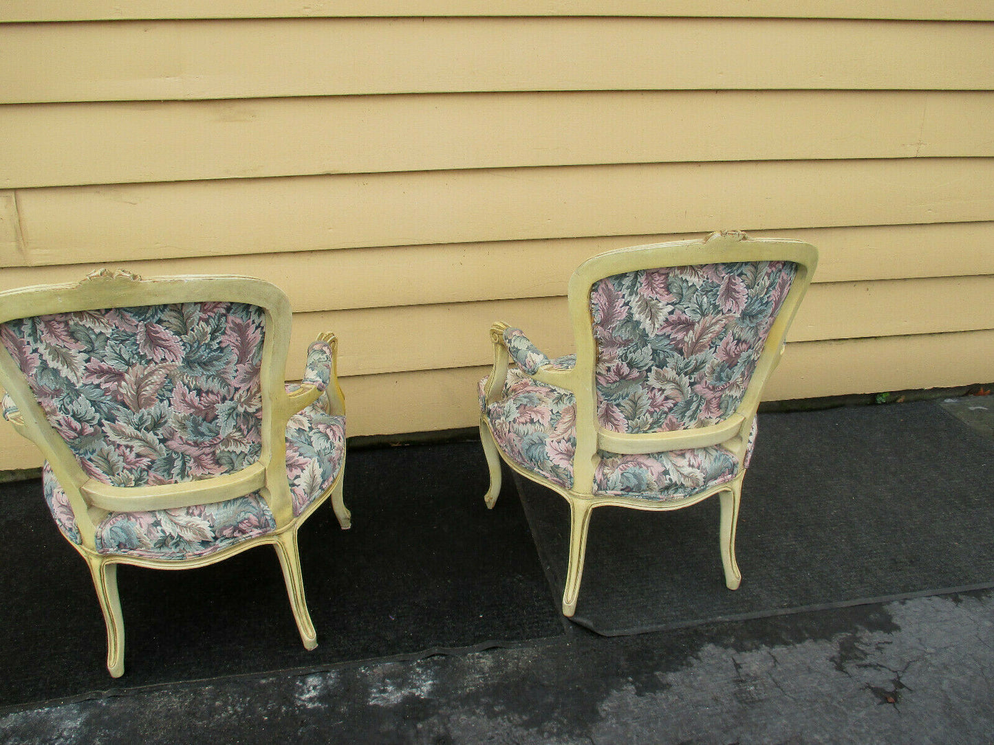 50924 Pair French Country Style Bergere Armchair Chairs 
