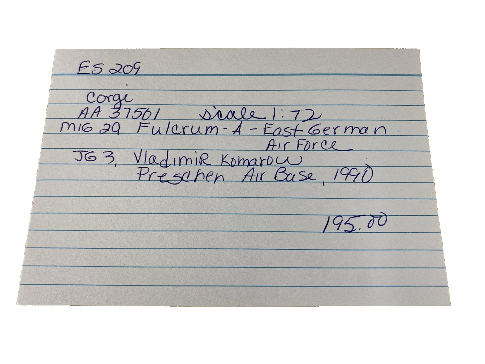 ES 209 Corigi Diecast Limited edition AA37501 Mig 29 Fulcrum  Airplane Plane