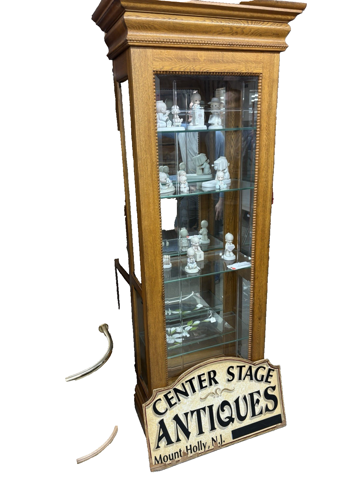 62458 Etched Glass Oak Curio China Cabinet