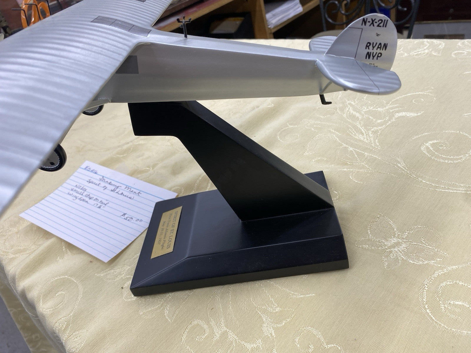 ES 216:   Danbury Mint Spirit of St Louis Airplane Plane 17 1/2" wingspan