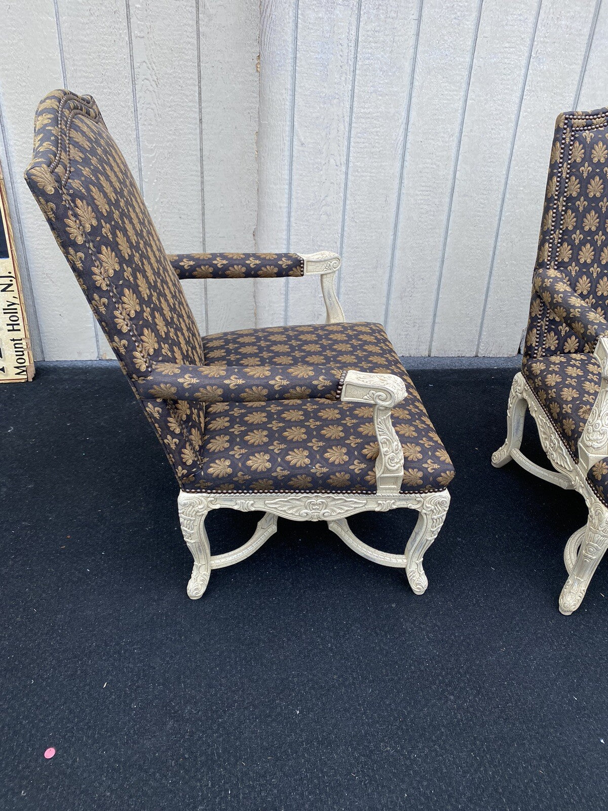 61185  Pair Romantic Shabby Armchair Chair s
