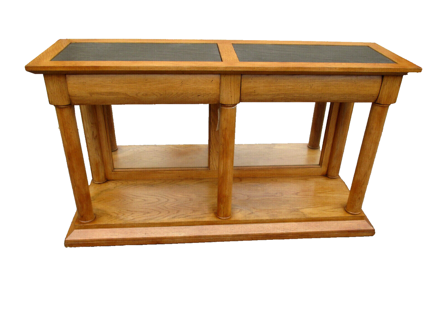 59337 Oak Console Hall Table with Slate Inserts