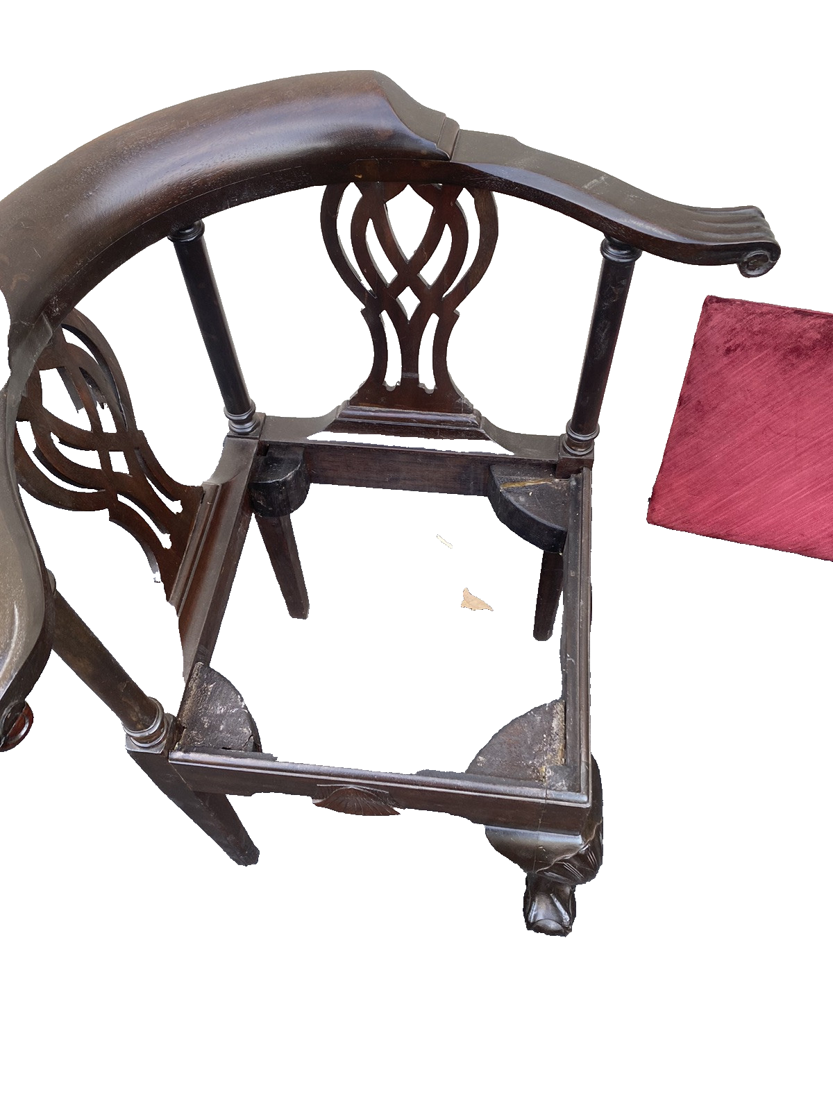 65848   Solid Mahogany Chippendale Corner Chair