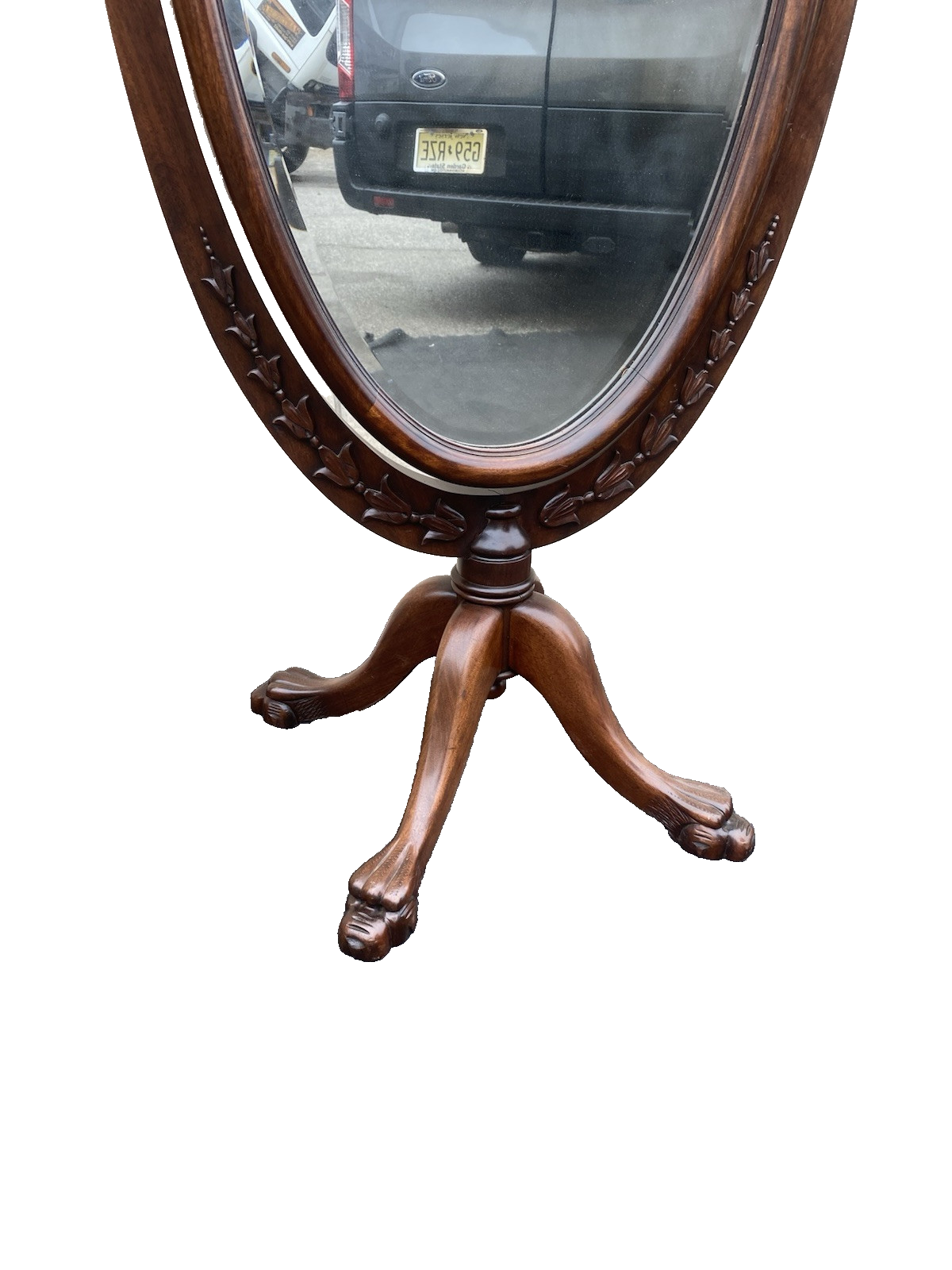 66367 Chevel Antique Mahogany Dressing Mirror w/ Claw Feet