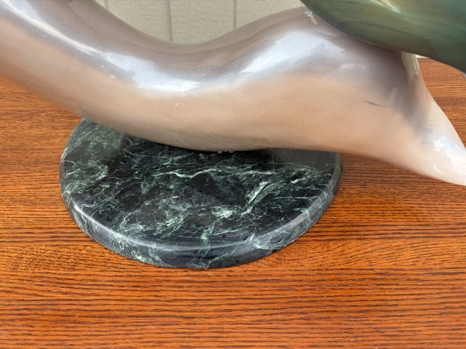 66971 Modern Dolphin Sculpture on Marble Base