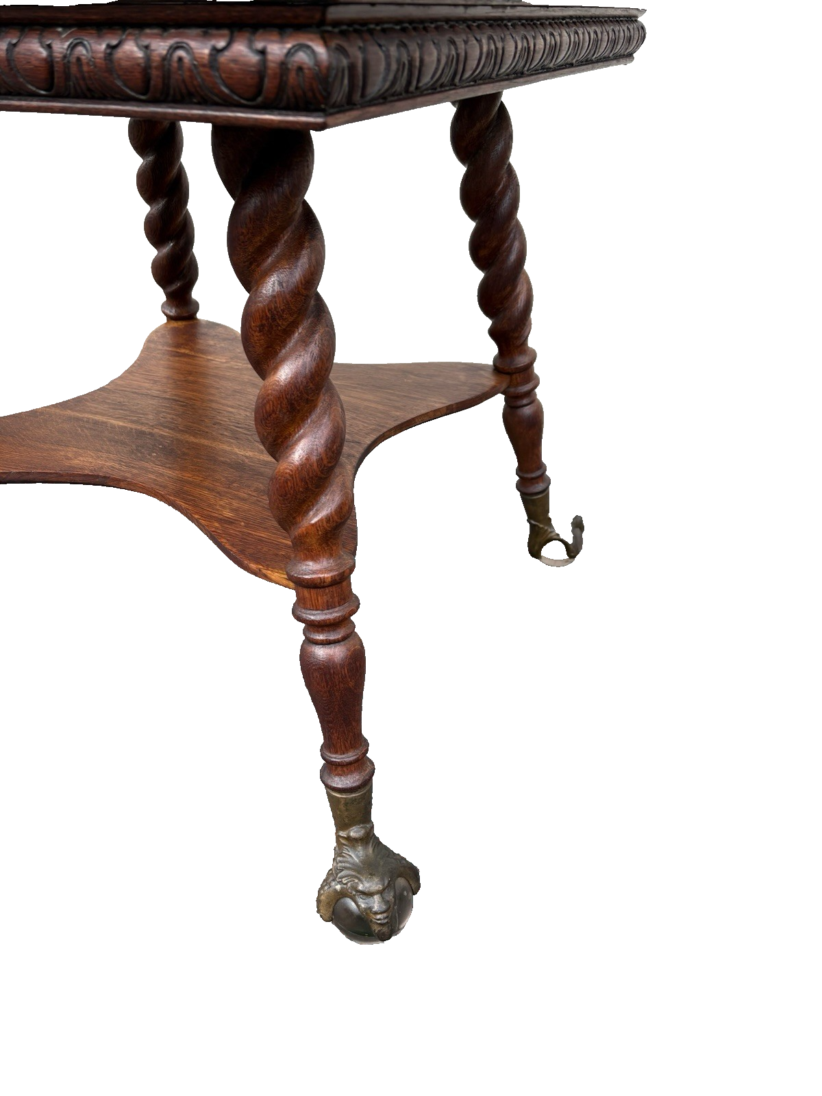 67110 Antique Victorian Oak Claw Foot Lamp Table Stand