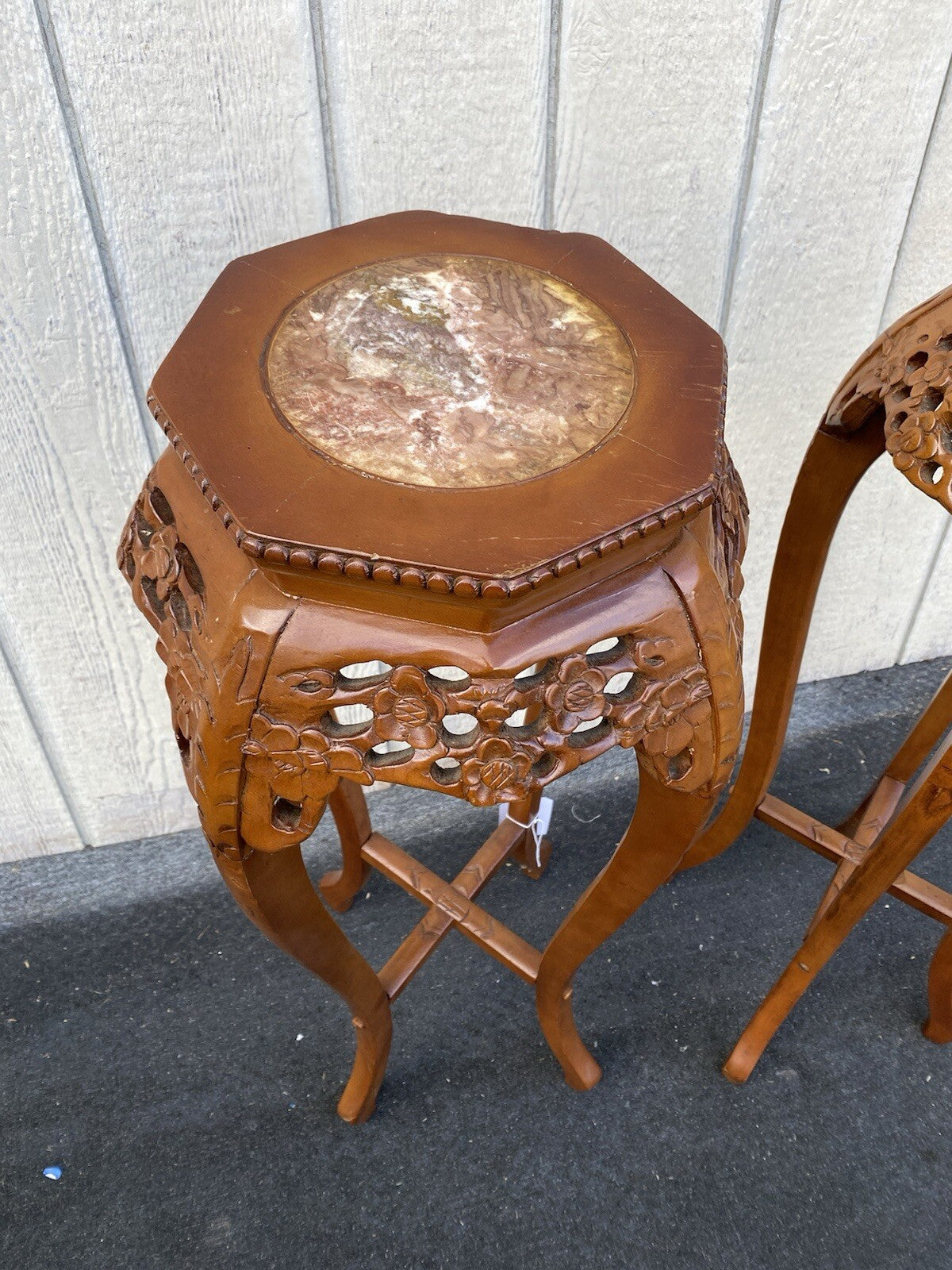 65413 PAIR Oriental Plant Pedastal Stand s Table s